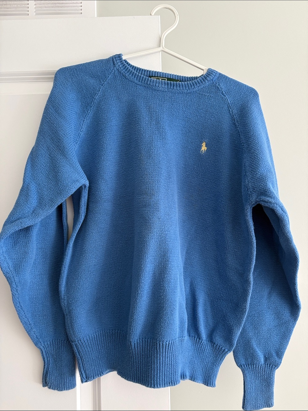 Polo by Ralph Lauren Bright Blue Crewneck Sweater with Gold Pony - Picture 2 of 2